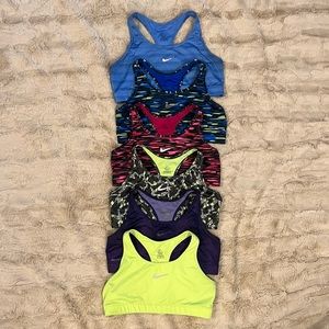 Lot of 6 Nike Dri Fit Sports Bras